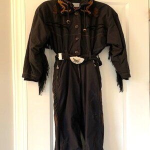 Vintage Bogner Black Fringe Ski Suit